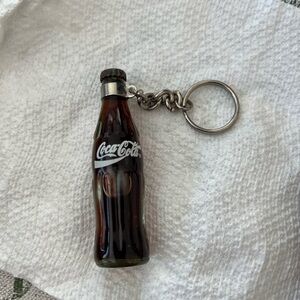 Coca-Cola Mini Bottle Keychain with Black Cap
